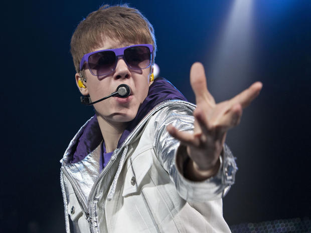 Justin Bieber performs on stage in Paris. 