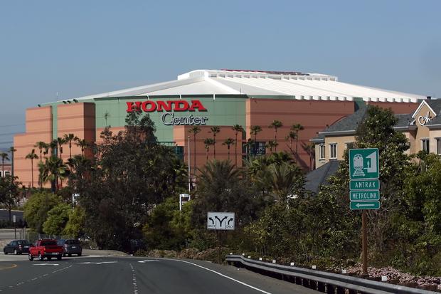 A general view of the outside of the Honda Center in Anaheim 