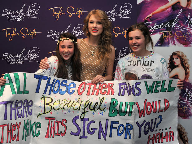 Taylor Swift meets fans backstage on the last night of her European Tour at London's O2 Arena 