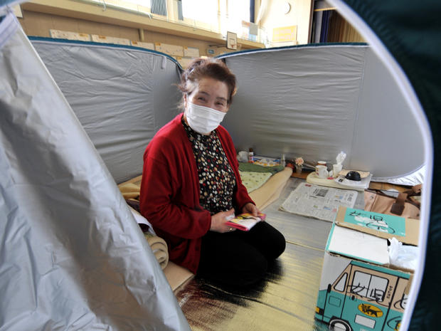 Japanese earthquake evacuee living in a shelter in Iwate prefecture 