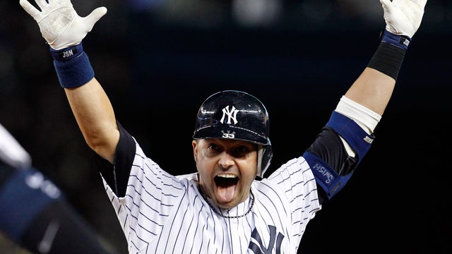 Nick Swisher celebrates 