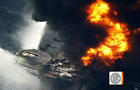 Fire flares on BP's Deepwater Horizon oil rig in Gulf of Mexico. Explosion ripped through it on Oct. 20, 2010. 