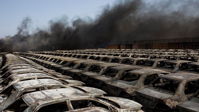 Damaged cars near port of Misrata 