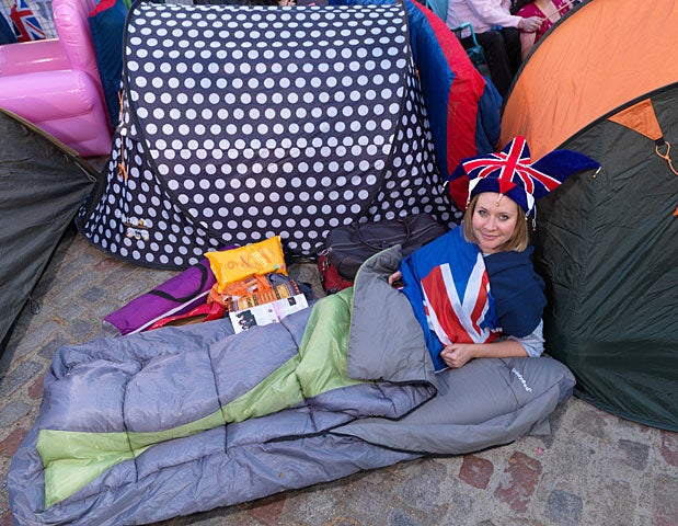 Larissa Moran, 28, from Perth, Australia, poses for a portrait in front of Westminster Abbey in advance of the Royal Wedding on April 27, 2011, in London. 