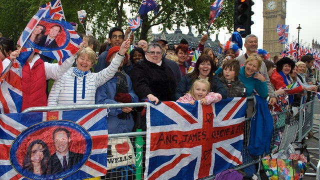 Royal wedding well-wishers gather in central London 