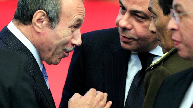 Former Egyptian Interior Minister Habib al-Adly, left 