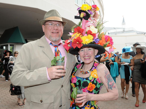 Scott and Jan Baty pose for a photo in the paddock area during the 137th Kentucky Derby at Churchill Downs on May 7, 2011, in Louisville, Ky. 