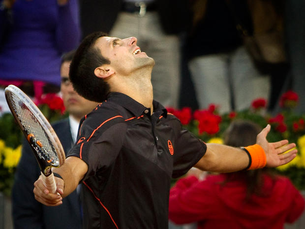 Novak Djokovic celebrates  