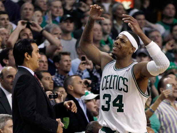 Paul Pierce reacts after missing a shot 