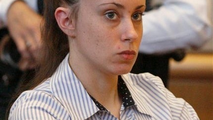 Casey Anthony stares after a spectator interrupts during jury selection in her trial at the Pinellas County Criminal Justice Center in Clearwater, Fla. Friday, May 20, 2011. Anthony is accused of killing her 2-year-old daughter Caylee in 2008. (AP Photo/G 