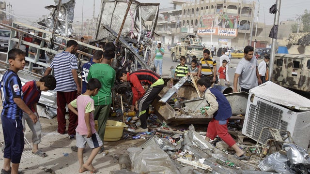 Scene of a car bomb attack in Baghdad 