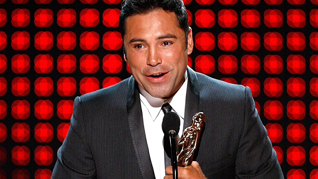 Boxer Oscar De La Hoya accepts his Special Achievement in Sports Television award onstage at the 2009 ALMA Awards held at Royce Hall on Sept. 17, 2009, in Los Angeles. 