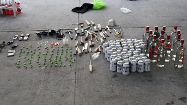 Marijuana, heroin, beer, vodka, and cell phones were among the items seized at a minimum-security prison in northern Mexico.  