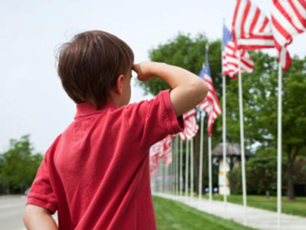 Memorial Day Boy Salutes Flag 