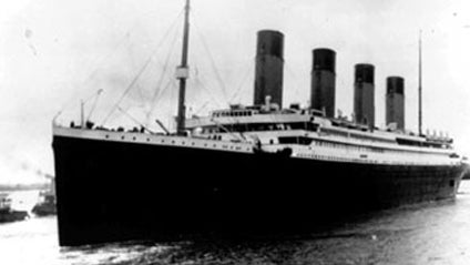 Titanic sails out of Southampton, England, April 10, 1912 
