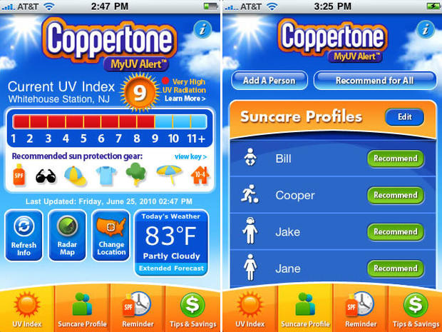 Coppertone MyUVAlert app 