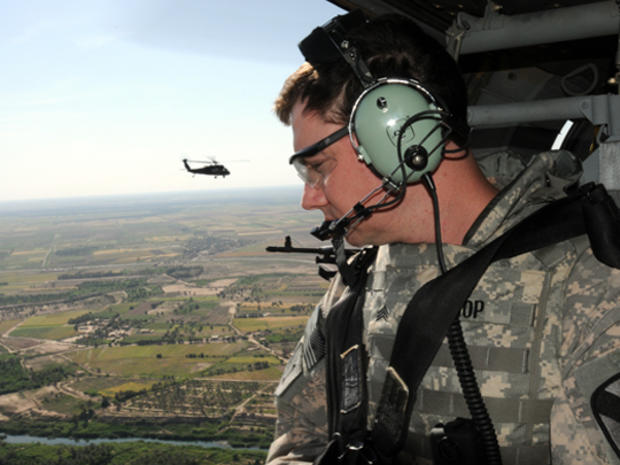 Former Sgt. Tom Bishop flying over northern Iraq.     