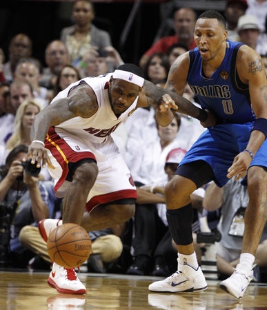 LeBron James loses the ball  