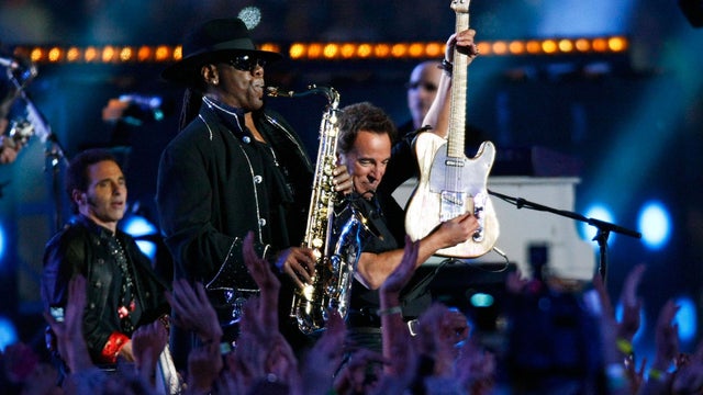 Clarence Clemons and Bruce Springsteen of the E Street Band perform at the Bridgestone halftime show during Super Bowl XLIII between the Arizona Cardinals and the Pittsburgh Steelers on Feb. 1, 2009. 