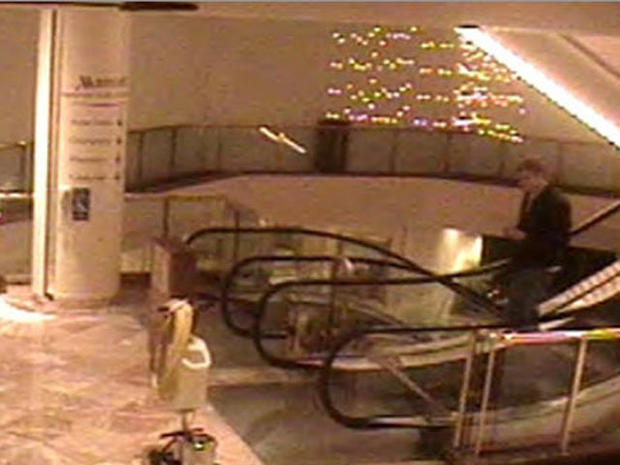 A still taken from a security camera at the Marriott Copley on April 14, 2009, shows a tall, blond, preppy-looking man leaving the hotel. 