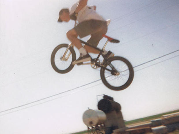 Mike Golub practices his jumps in Johnson, Kan., in 2000. 