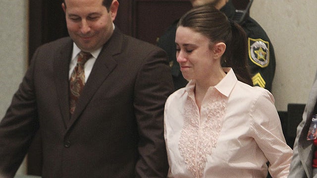 Defense attorney Jose Baez and Casey Anthony react after the jury acquitted her of murdering her daughter, Caylee, during Anthony's murder trial at the Orange County Courthouse in Orlando, Fla., July 5, 2011.  