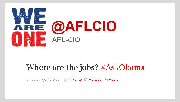 Twitter, Obama, AFL-CIO 