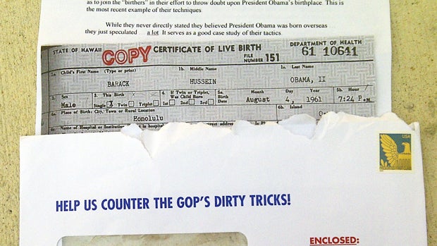  DNC direct mail package with President Obama's birth certificate 