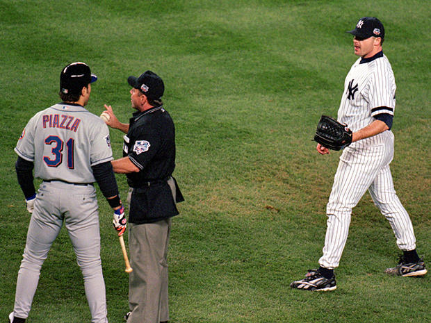 Mike Piazza and Roger Clemens 