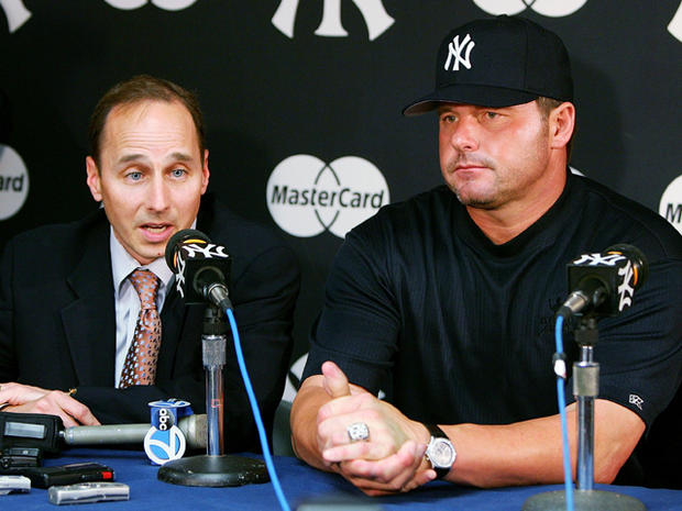 General Manager Brian Cashman and Roger Clemens 
