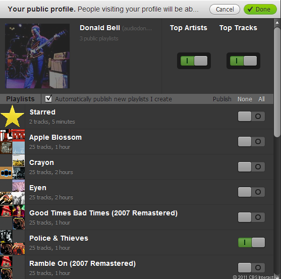 Spotify's Public Profile page 