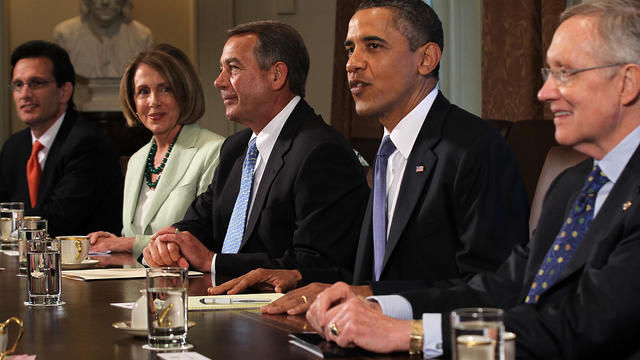 Obama with senior lawmakers in the Cabinet Room 