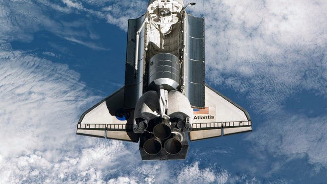 Shuttle Atlantis prior to undocking from the ISS for last time 