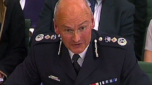 Paul Stephenson, the former head of Scotland Yard, testifies before a Parliamentary committee looking into the UK phone hacking scandal, July 19, 2011. 