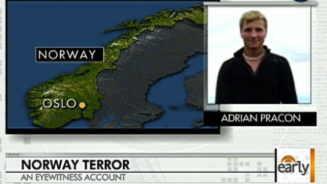 Adrian Pracon survived the shooting spree at a youth camp in Norway Friday by playing dead and grabbing bodies around him as the gunman approached. 