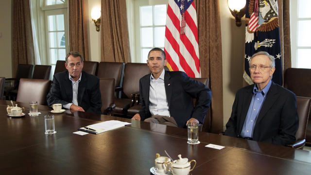 President Obama, House Speaker John Boehner and Senate Majority Leader Harry Reid 