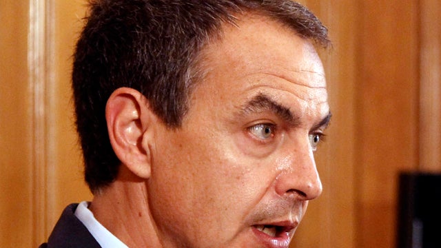 Spanish Prime Minister Jose Luis Rodriguez Zapatero speaks at a press conference at 10 Downing Street July 25, 2011, in London. 