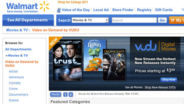 Wal-Mart offers video streaming on website 