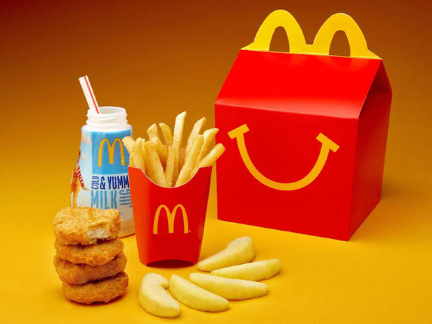 McDonald's, happy meal, fries, apple slices 