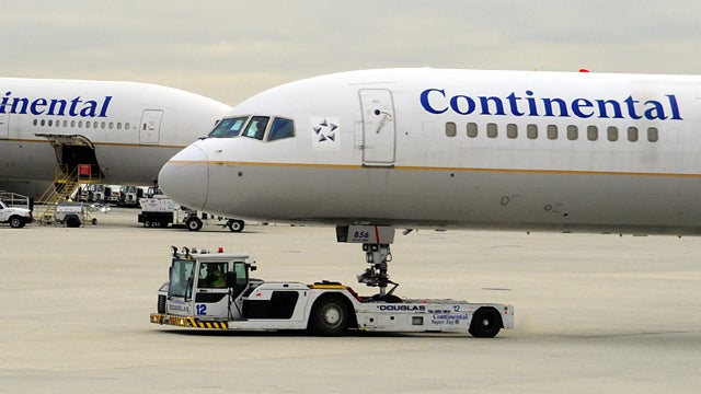 Continental Airlines jets are seen at Liberty International Airport in Newark, N.J., Nov. 24, 2009. 