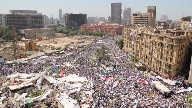 Cairo's Tahrir Square, the epicenter of the January 25 uprising that toppled former Egyptian president Hosni Mubarak, witnessed a massive demonstration today under the slogan of  