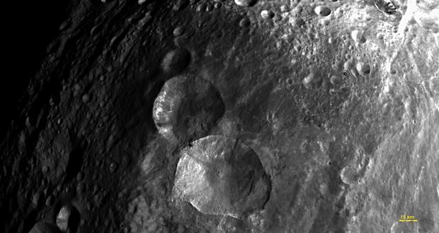 A zoom of the "Snowman" trio of craters  