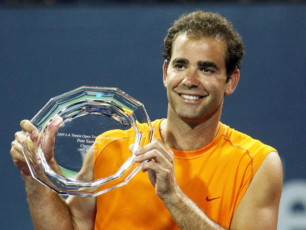  Pete Sampras is presented with a plate as the tournament honoree during the LA Tennis Open Day 1 at Los Angeles Tennis Center - UCLA on July 27, 2009 in Los Angeles, California.   