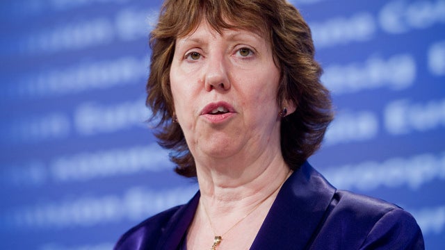 In this Wednesday, June 19, 2013 file image released by the Egyptian Presidency, Egyptian President Mohammed Morsi, right, meets with High Representative of the European Union for Foreign Affairs Catherine Ashton, at the Presidential Palace in Cairo, Egyp 