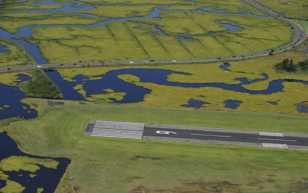 Flooding has subsided in the aftermath of Tropical Storm Irene at Igor I. Sikorsky Memorial Airport in Stratford, Conn., Monday, Aug. 29, 2011.  