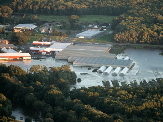 Flooding caused by Hurricane Irene is seen near Trenton, N.J. Aug. 28, 2011. 