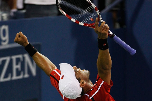 Alejandro Falla reacts after playing Viktor Troicki 