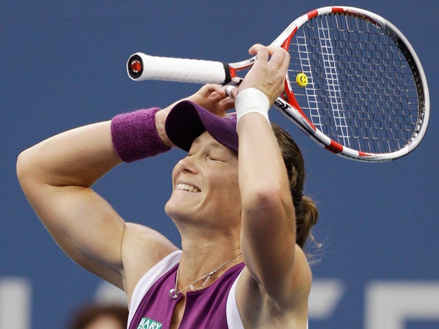 Samantha Stosur of Australia reacts 