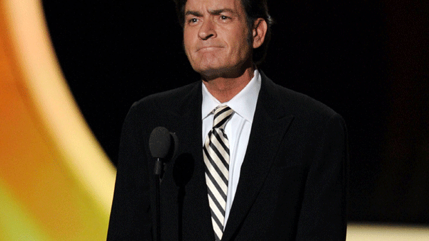 Charlie Sheen speaking onstage during 63rd annual Primetime Emmy Awards in L.A. Sunday night 