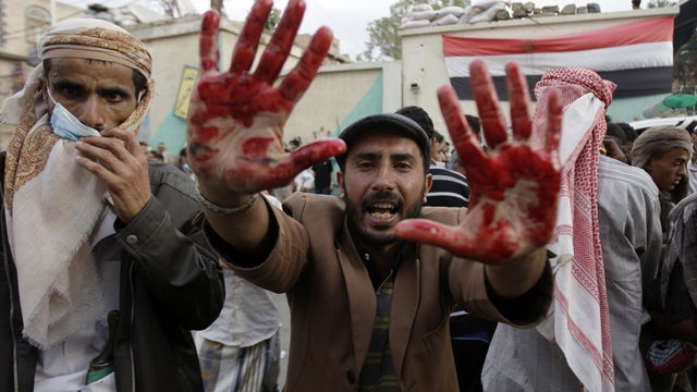 Anti-government protesters in Sanaa, Yemen 
